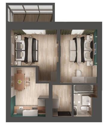 Фото номера Апартаменты с 2 спальнями Гостиница Sibgat Apartments г. Казань 2